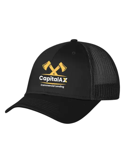 Black Mesh Trucker Cap Snap Back w/CapitalAx Logo