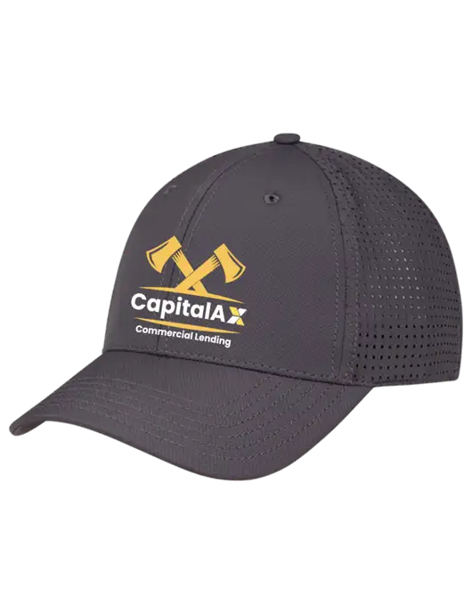 Charcoal Performance Stretchable Cap Hook & Loop w/CapitalAx Logo