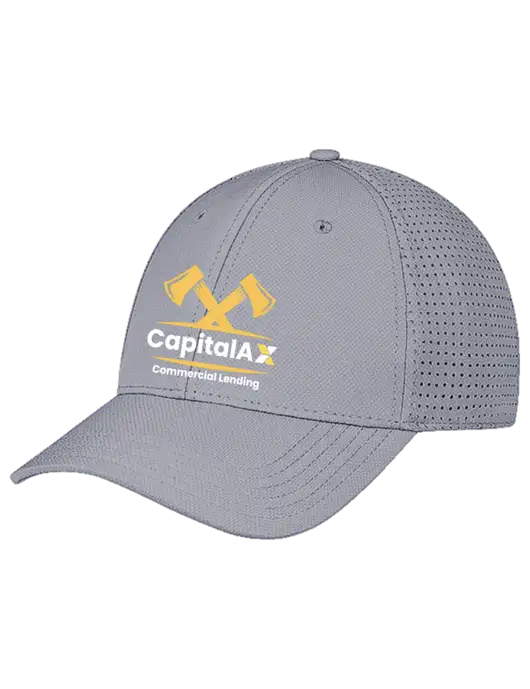 Grey Performance Stretchable Cap Hook & Loop w/CapitalAx Logo