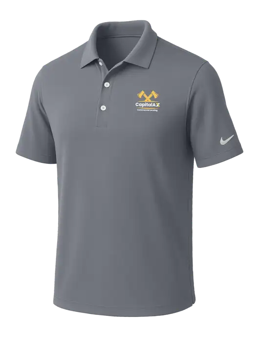 NIKE Medium Grey Dri-Fit Micro Pique Polo w/CapitalAx Logo