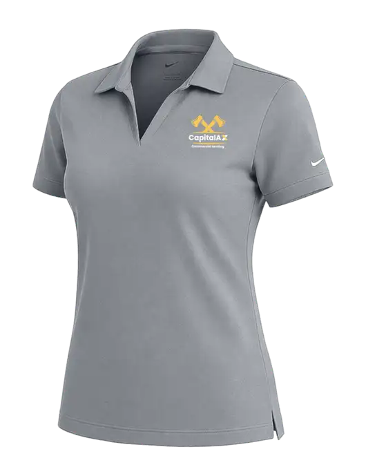 NIKE Medium Grey Womens Dri-Fit Micro Pique Polo w/CapitalAx Logo