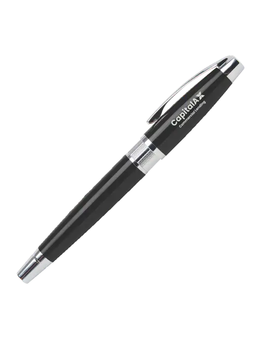 Masscotti Black Rollerball Pen - Black Ink w/CapitalAx Logo