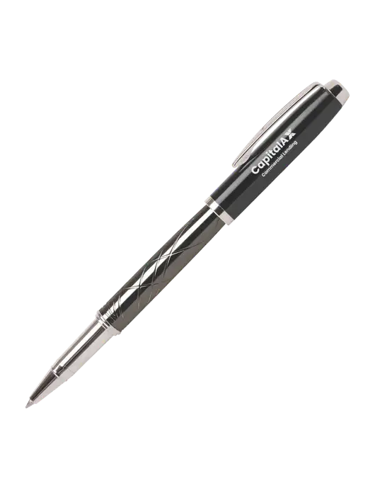 Modernist Black Rollerball Pen - Black Ink w/CapitalAx Logo