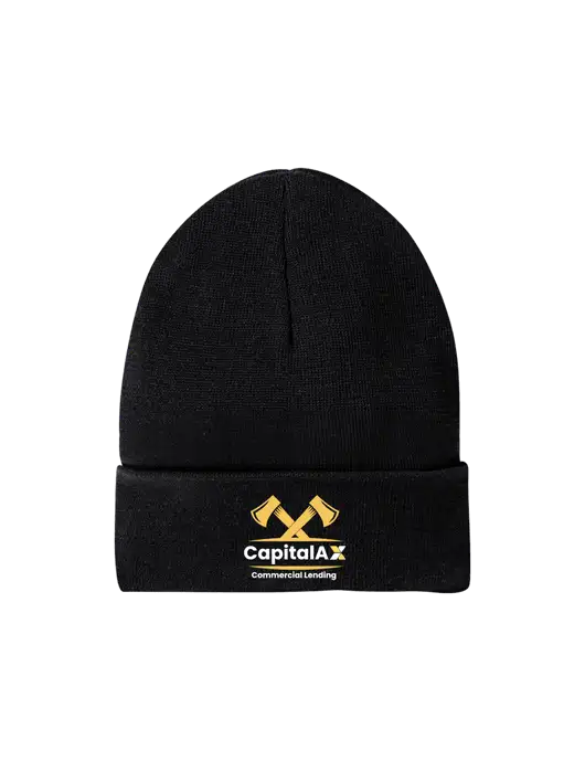 Recycled Black Beanie w/CapitalAx Logo
