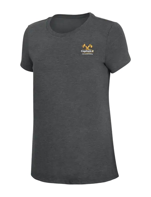 Womens Simply Soft Charcoal 4.5oz Poly/Combed Ring Spun Cotton T-Shirt w/CapitalAx Logo