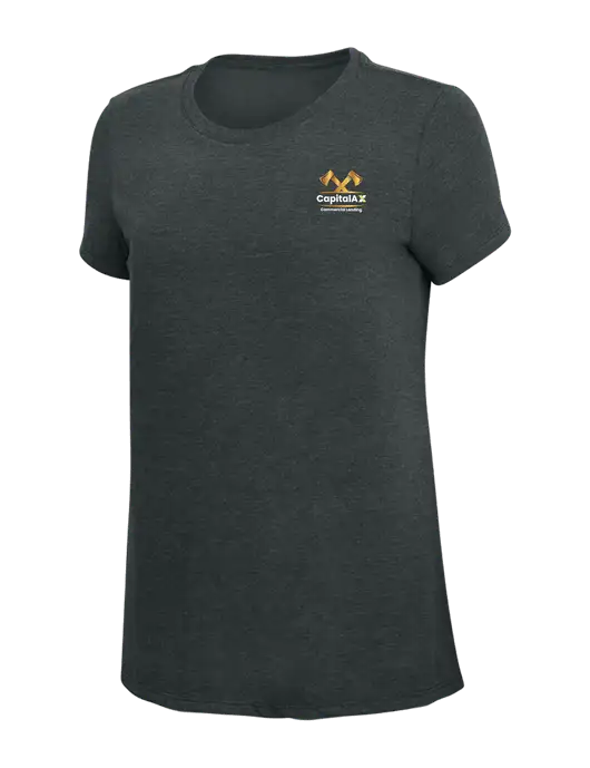 Womens Simply Soft Black Frost 4.5oz Poly/Combed Ring Spun Cotton T-Shirt w/CapitalAx Logo