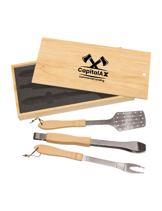 Wood BBQ Gift Set w/CapitalAx Logo
