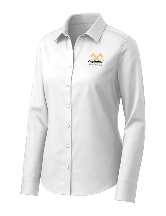 Brooks Brothers Womens White Wrinkle-Free Stretch Pinpoint Shirt w/CapitalAx Logo