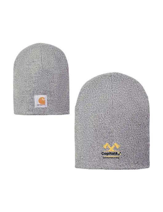 Carhartt Light Grey Heather Acrylic Knit Hat w/CapitalAx Logo