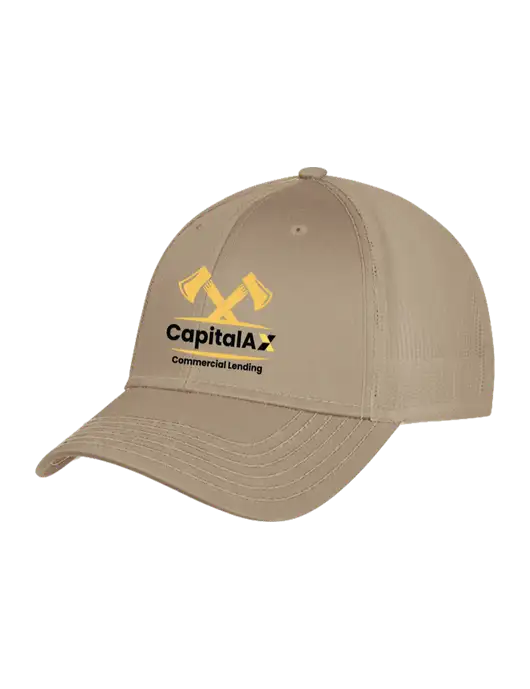 Khaki Mesh Trucker Cap Snap Back w/CapitalAx Logo