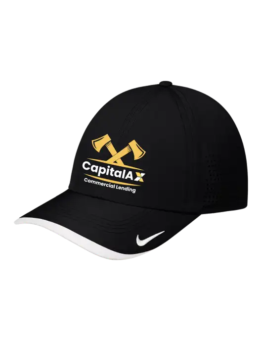 Nike Black/White Dri-FIT Perforated Performance Cap w/CapitalAx Logo