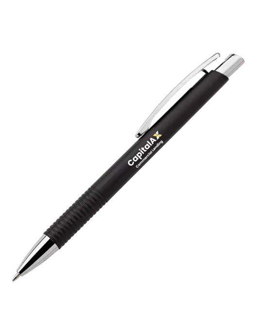 Malay Black Ballpoint Pen - Blue Ink w/CapitalAx Logo