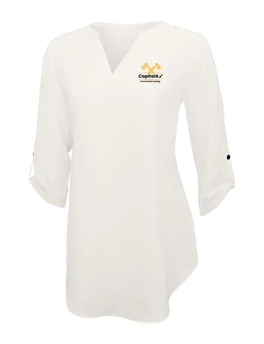 Ivory Womens 3/4 Sleeve Tunic Blouse w/CapitalAx Logo