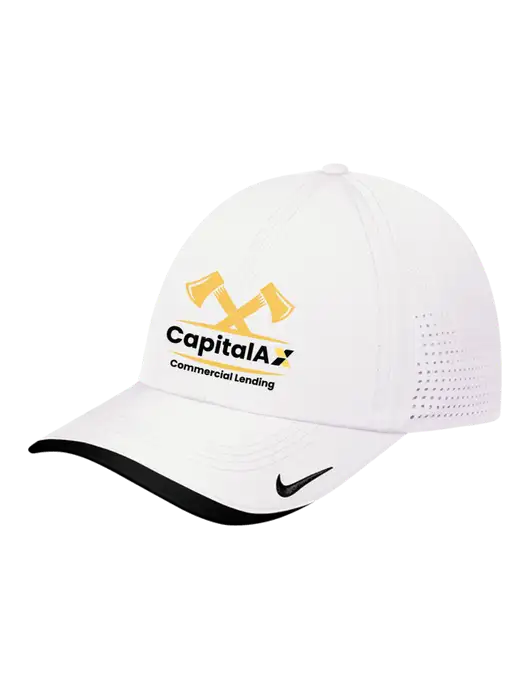 Nike White/Black Dri-FIT Perforated Performance Cap w/CapitalAx Logo