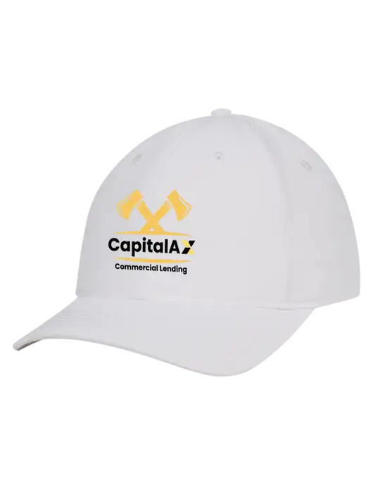 White Nylon Twill Performance Cap w/CapitalAx Logo