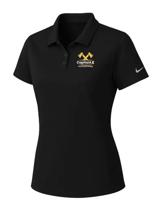Nike Womens Black Dry Essential Solid Polo w/CapitalAx Logo