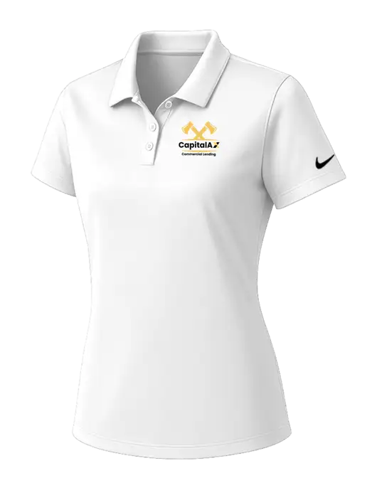 Nike Womens White Dry Essential Solid Polo w/CapitalAx Logo
