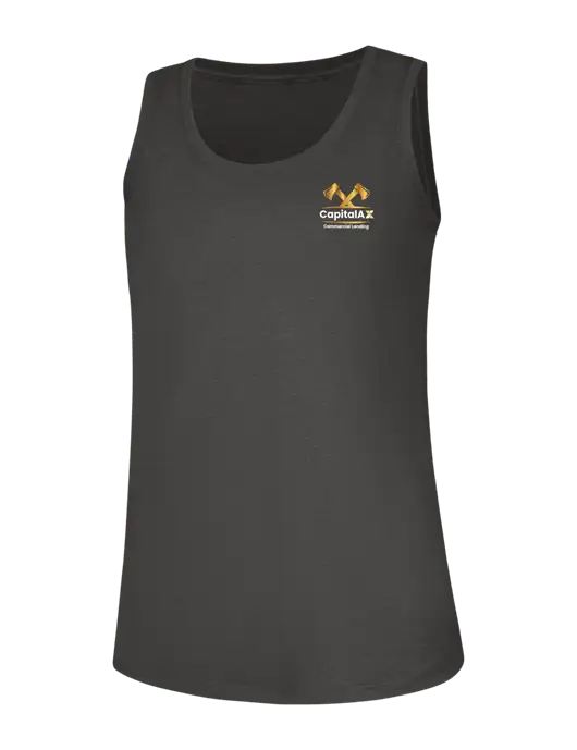 Womens Dark Grey Heather Perfect Tri Racerback Tank w/CapitalAx Logo