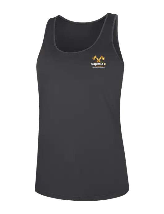 Womens Dark Grey PosiCharge Competitor Racerback Tank w/CapitalAx Logo