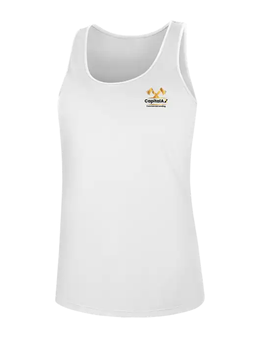 Womens White PosiCharge Competitor Racerback Tank w/CapitalAx Logo