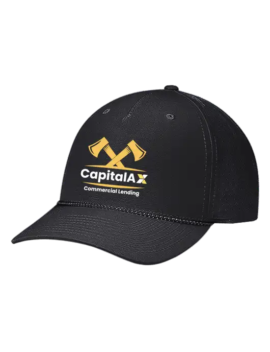 Richardson Laser Perf Performance Black/Black-Grey Rope Cap w/CapitalAx Logo