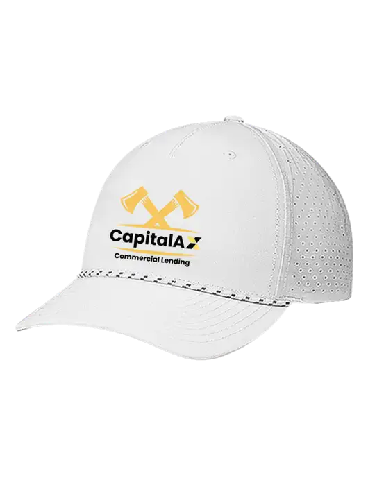 Richardson Laser Perf Performance White/White-Black Rope Cap w/CapitalAx Logo