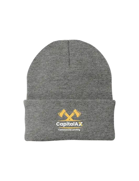 Medium Grey Heather Knit Cap w/CapitalAx Logo