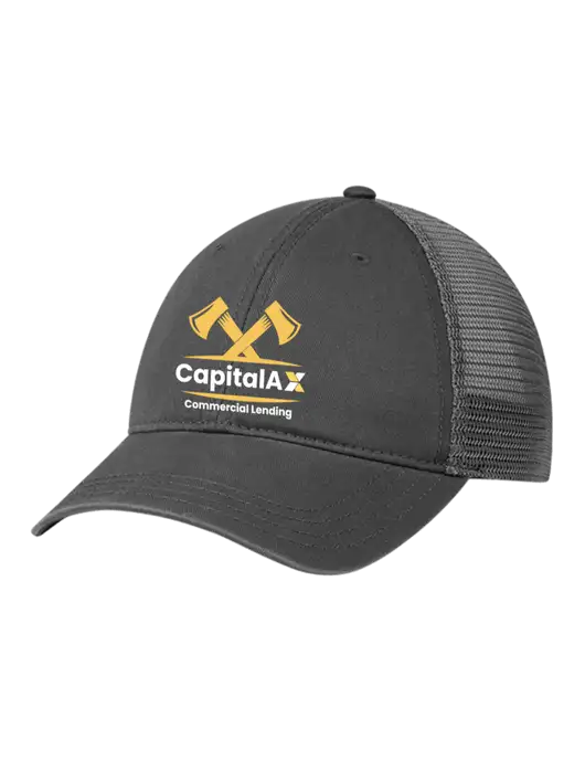 Richardson 111 Garment Washed Trucker Cap Charcoal w/Charcoal Mesh w/CapitalAx Logo