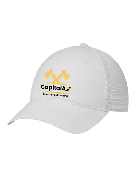 Richardson 111 Garment Washed Trucker Cap White w/White Mesh w/CapitalAx Logo