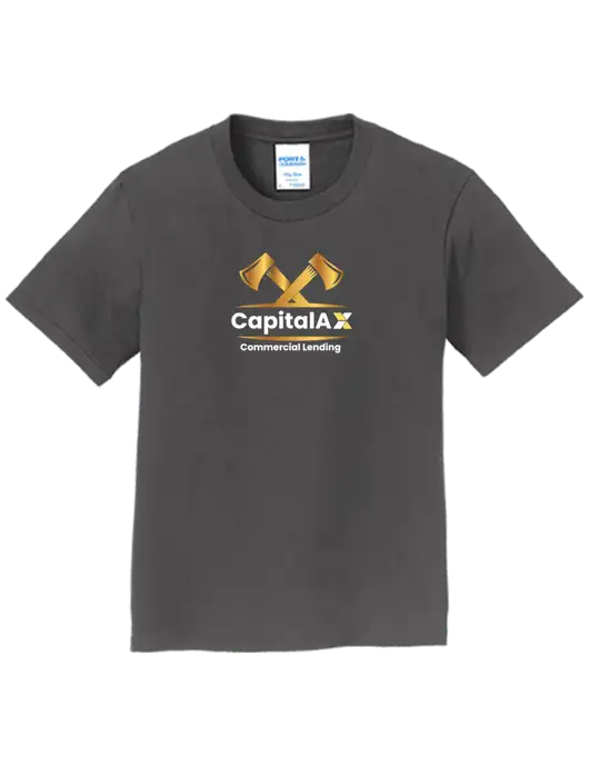 Youth Ring Spun Charcoal 4.5 oz T-Shirt w/CapitalAx Logo