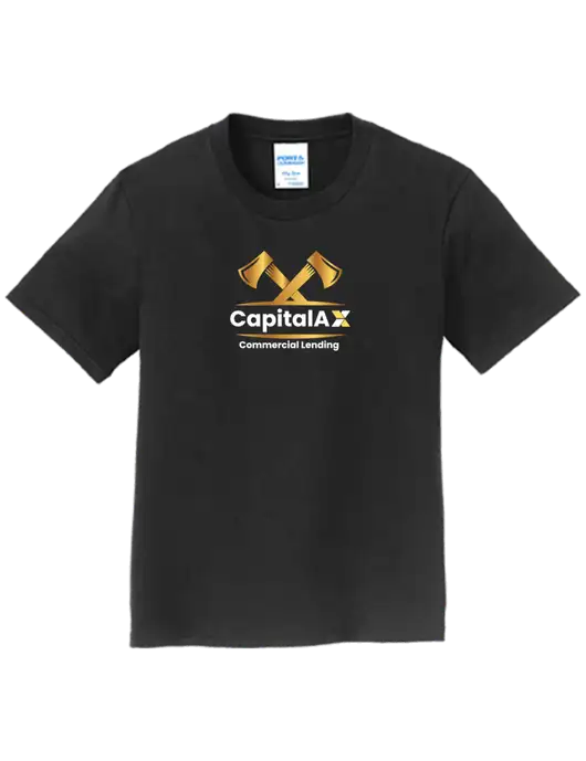 Youth Ring Spun Jet Black 4.5 oz T-Shirt w/CapitalAx Logo