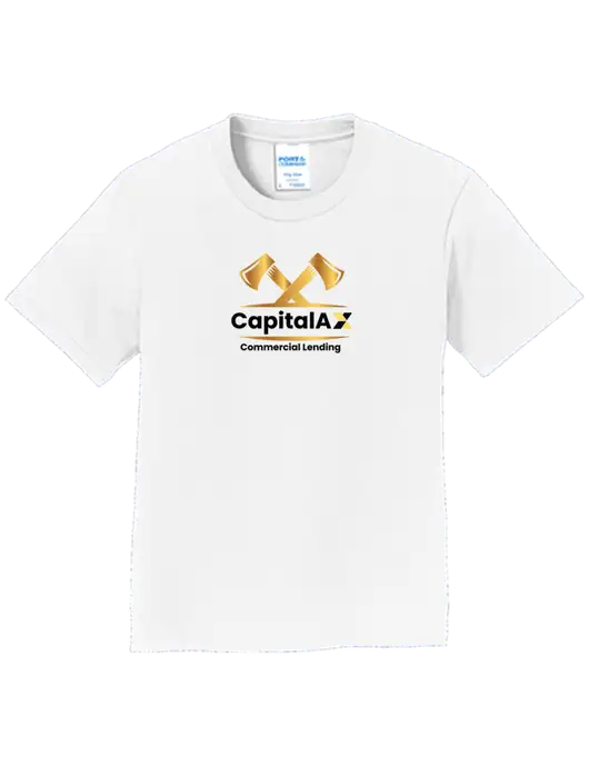 Youth Ring Spun White 4.5 oz T-Shirt w/CapitalAx Logo